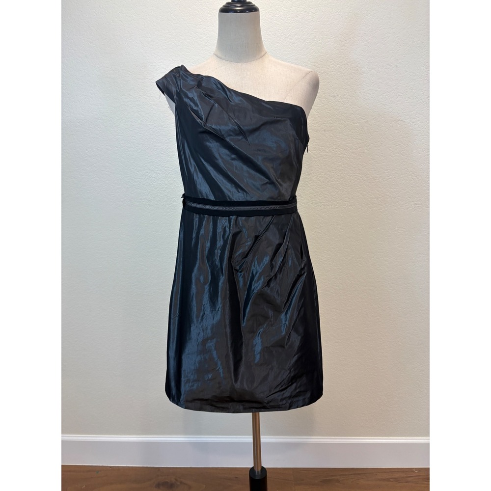 NWT‎ BCBGeneration One Shoulder Mini Dress Women 8 Grey Smoke Metallic Cocktail